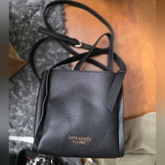 kate spade Black Pebbled Leather Crossbody Bag with Gold Logo - Picture 8 of 13